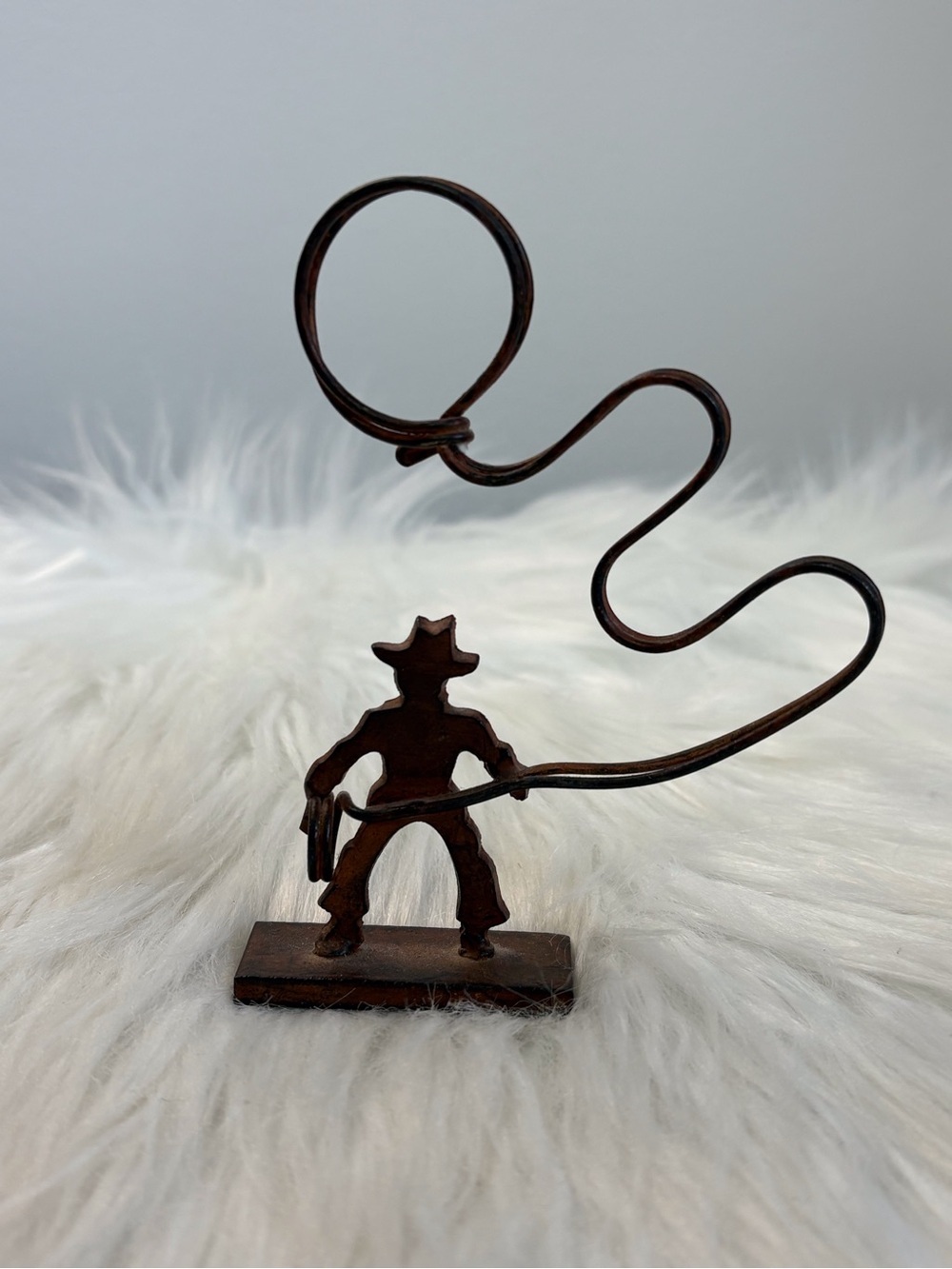 (135)Rustic Brown Cowboy Photo Holder - Decorative Home Art
